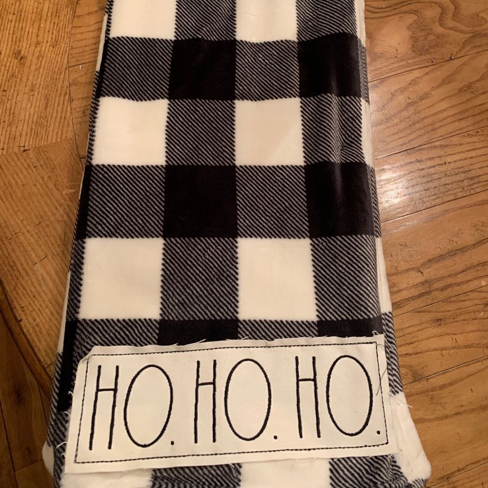 Rae Dunn Christmas Blanket checkered HO HO HO